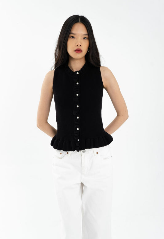 Plush Ruffle Top | Black