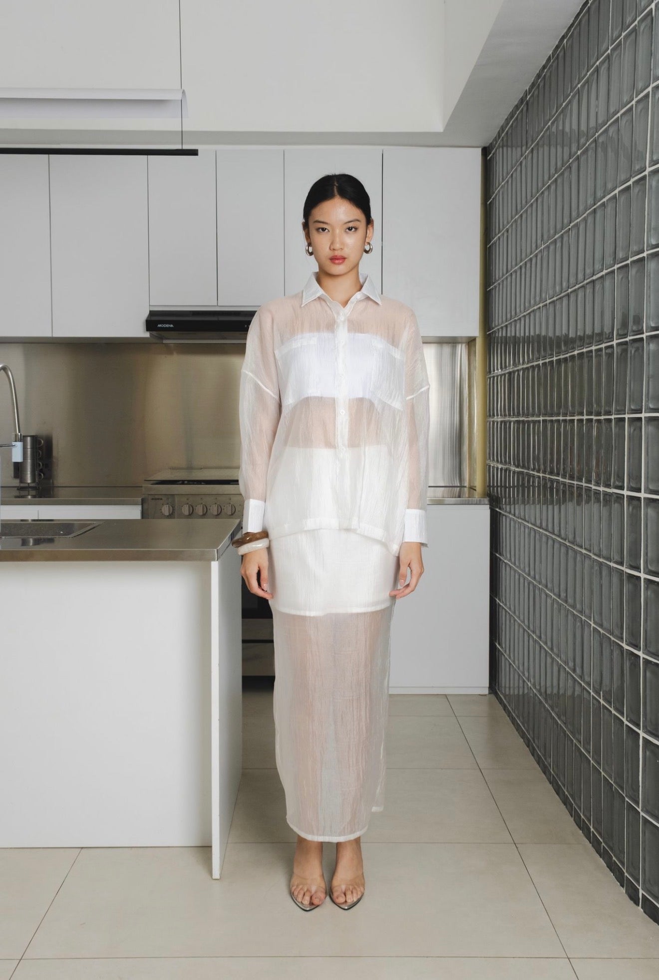 Sage Sheer Skort | White