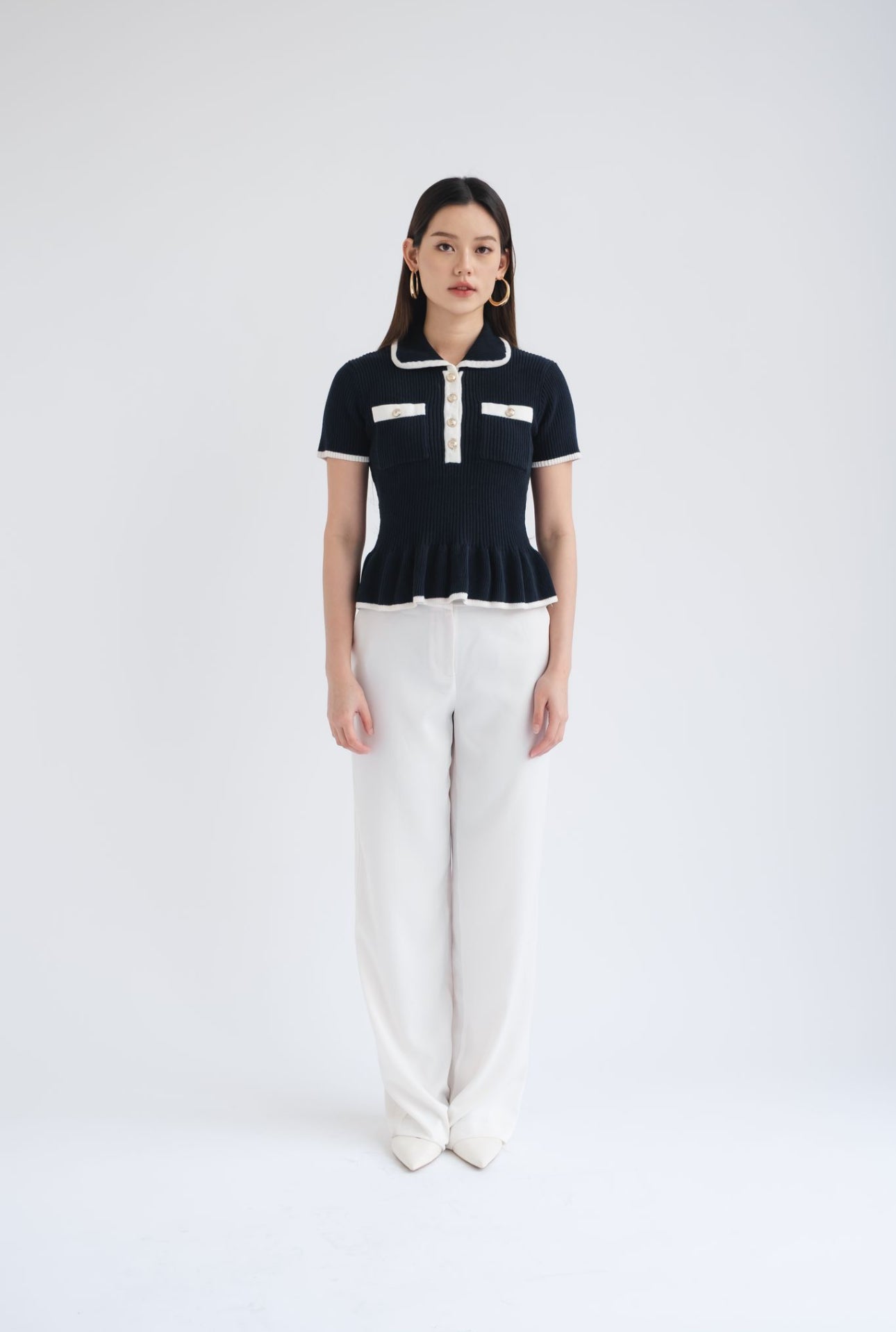 Kiki Contrast Top | Navy
