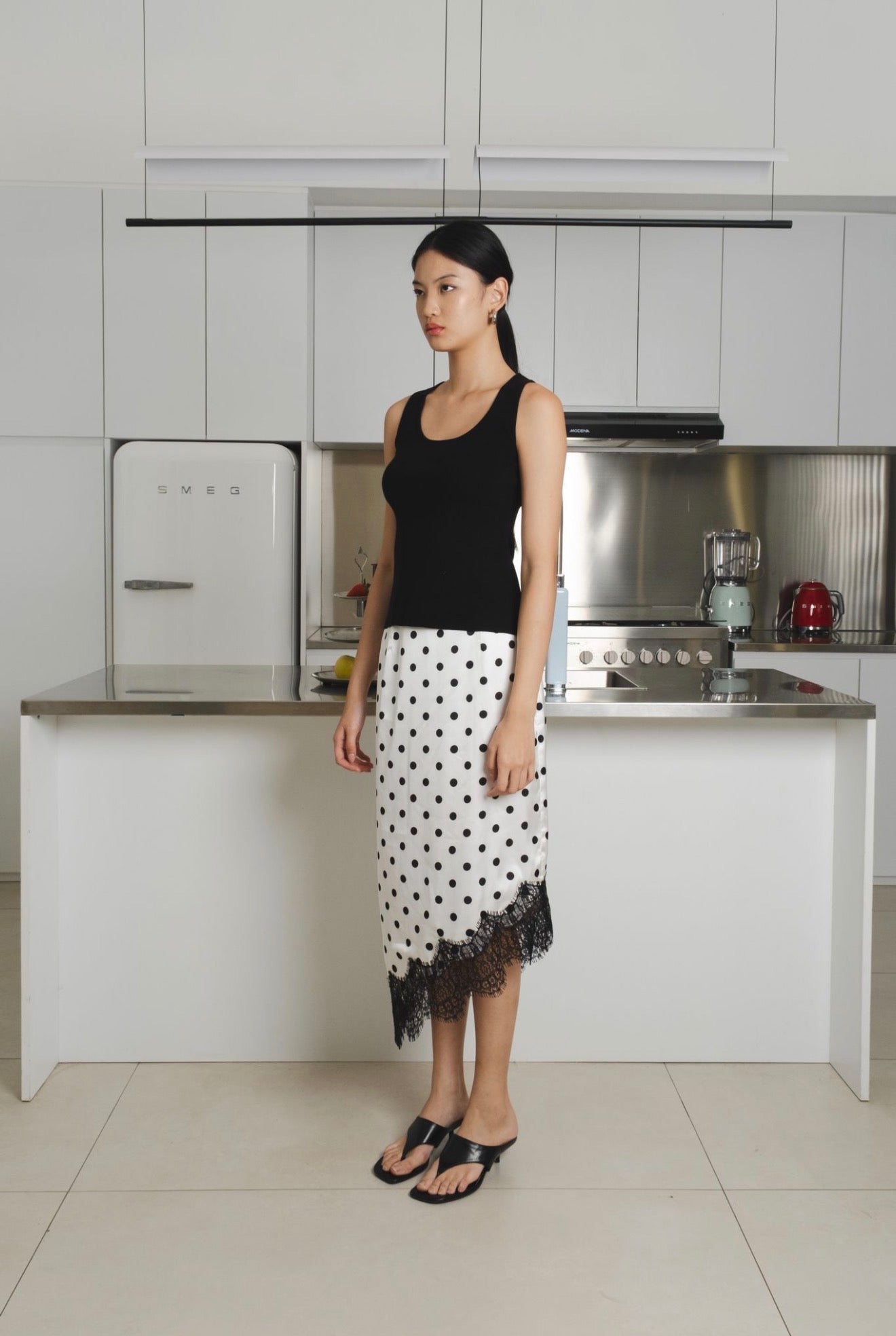 Reve Polkadot Lace Skirt | White