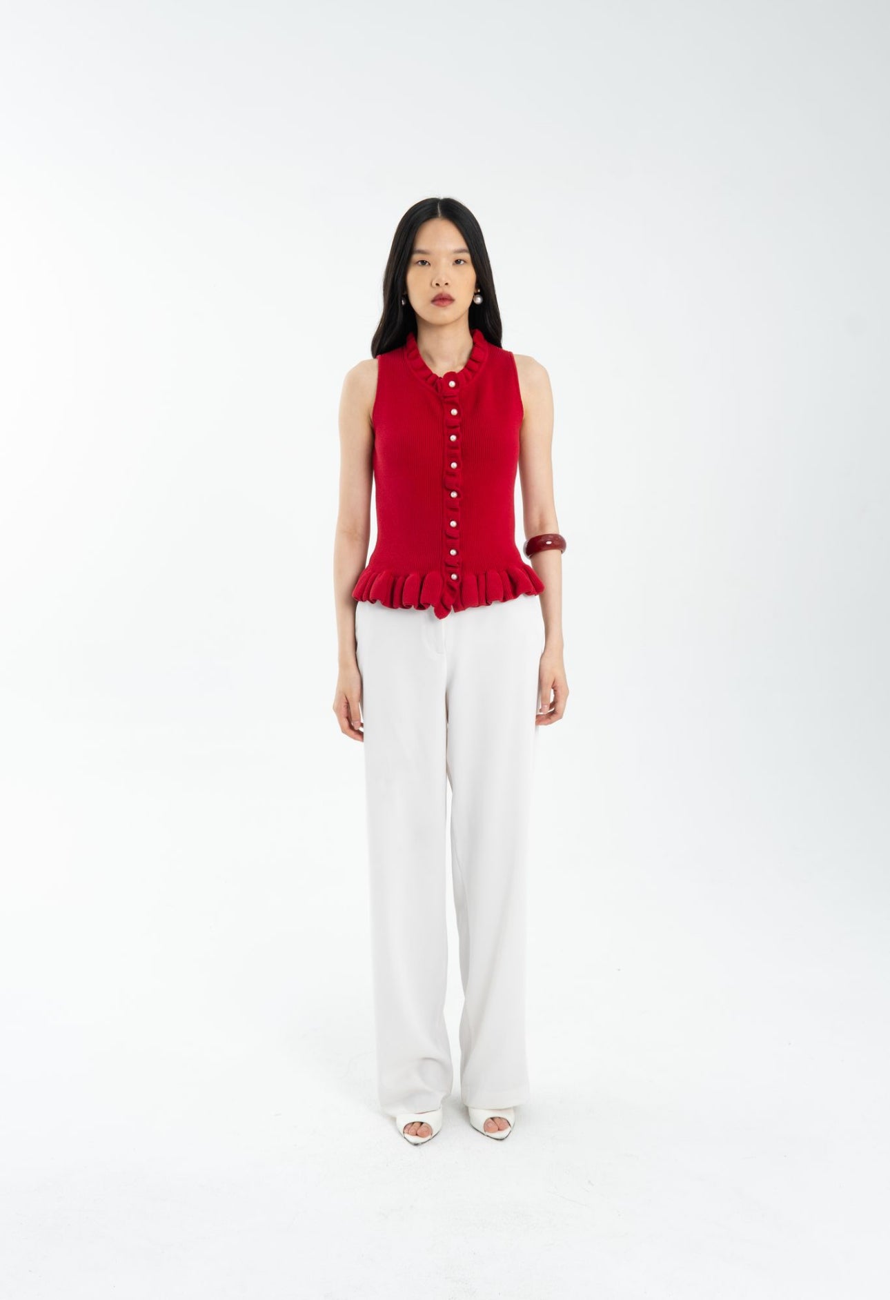 Plush Ruffle Top | Red