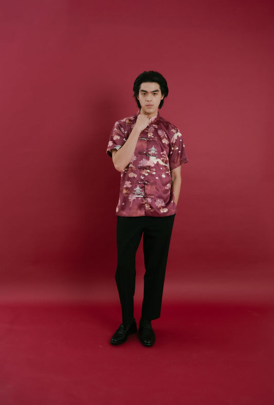 Ming Shirt (Man’s Top) | Maroon Forest