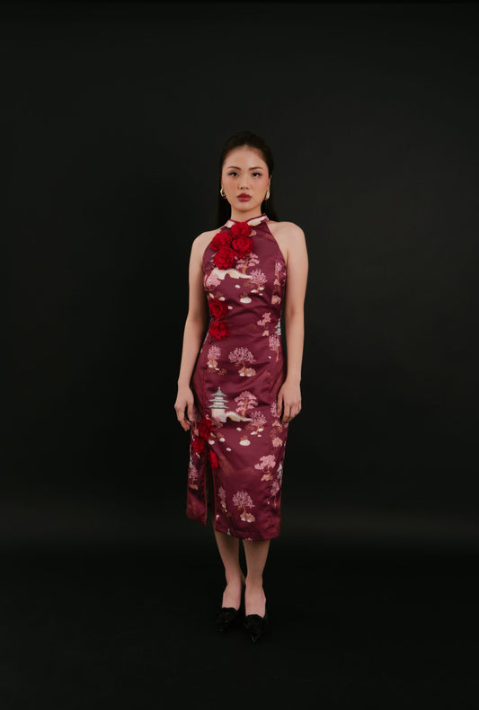 Hua Dress | Maroon Forest