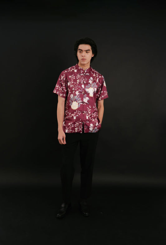 Ming Shirt (Man’s Top) | Maroon Garden